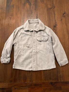 Zara Peanuts Kids Denim Button Down Snoopy Sporting